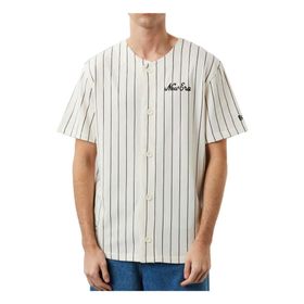 New Era 60284786-PINSTRIPE NE JERSEY NEWERA Bisiklet Yaka Düz Beyaz Erkek T-shirt