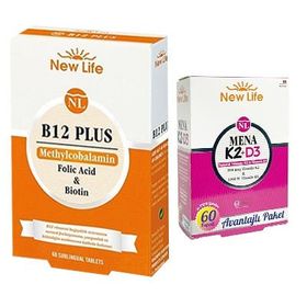 New Life B12 Plus 60 Tablet + Mena K2+D3 60 Kapsül