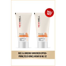 New Well Rice Ginseng Sunscreen SPF50+ Pirinç Özlü 2x50 ml Güneş Kremi