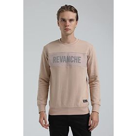New World 22FWM60117 Bisiklet Yaka Bej Erkek Sweatshirt