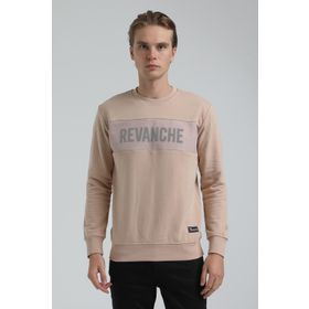 New World 22FWM60117 Bisiklet Yaka Bej Erkek Sweatshirt