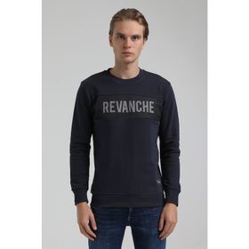 New World 22FWM60117 Bisiklet Yaka Lacivert Erkek Sweatshirt
