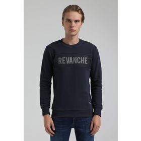 New World 22FWM60117 Bisiklet Yaka Lacivert Erkek Sweatshirt