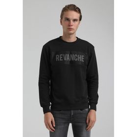 New World 22FWM60117 Bisiklet Yaka Siyah Erkek Sweatshirt