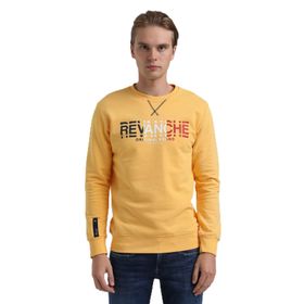 New World 22FWM60123 Bisiklet Yaka Hardal Erkek Sweatshirt
