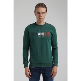 New World 22FWM60123 Bisiklet Yaka Koyu Yeşil Erkek Sweatshirt