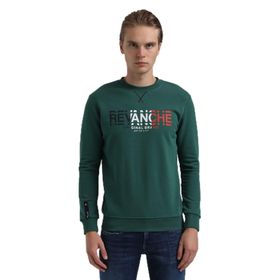 New World 22FWM60123 Bisiklet Yaka Koyu Yeşil Erkek Sweatshirt