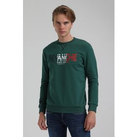 New World 22FWM60123 Bisiklet Yaka Koyu Yeşil Erkek Sweatshirt