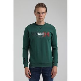 New World 22FWM60123 Bisiklet Yaka Koyu Yeşil Erkek Sweatshirt