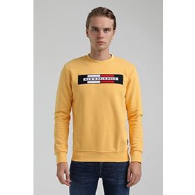 New World 22FWM60124 Bisiklet Yaka Hardal Erkek Sweatshirt
