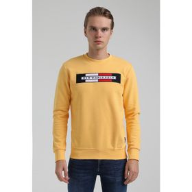 New World 22FWM60124 Bisiklet Yaka Hardal Erkek Sweatshirt