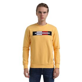 New World 22FWM60124 Bisiklet Yaka Hardal Erkek Sweatshirt