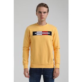 New World 22FWM60124 Bisiklet Yaka Hardal Erkek Sweatshirt