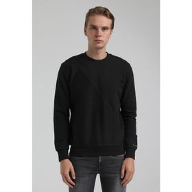 New World 22FWM60125 Bisiklet Yaka Siyah Erkek Sweatshirt