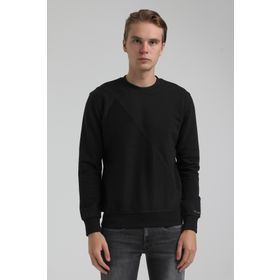 New World 22FWM60125 Bisiklet Yaka Siyah Erkek Sweatshirt