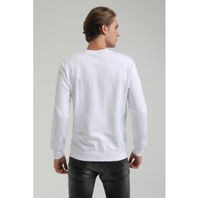 New World 22FWM60129 Bisiklet Yaka Beyaz Erkek Sweatshirt