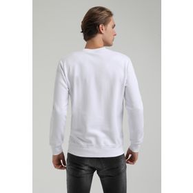 New World 22FWM60129 Bisiklet Yaka Beyaz Erkek Sweatshirt