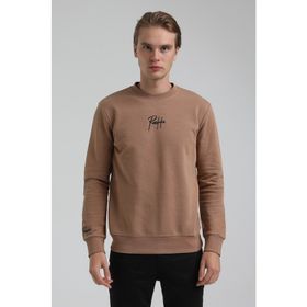 New World 22FWM60129 Bisiklet Yaka Camel Erkek Sweatshirt