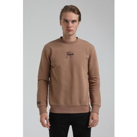 New World 22FWM60129 Bisiklet Yaka Camel Erkek Sweatshirt