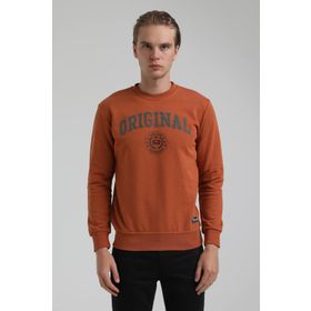 New World 22FWM60132 Bisiklet Yaka Kiremit Erkek Sweatshirt
