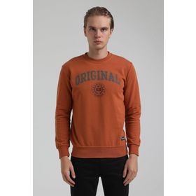 New World 22FWM60132 Bisiklet Yaka Kiremit Erkek Sweatshirt