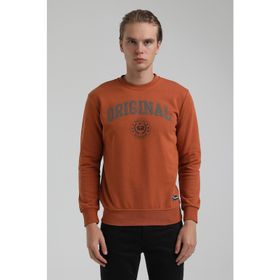 New World 22FWM60132 Bisiklet Yaka Kiremit Erkek Sweatshirt