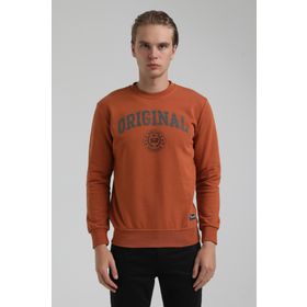 New World 22FWM60132 Bisiklet Yaka Kiremit Erkek Sweatshirt