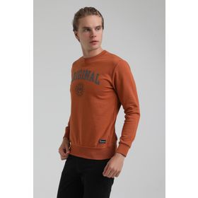 New World 22FWM60132 Bisiklet Yaka Kiremit Erkek Sweatshirt