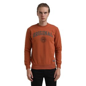 New World 22FWM60132 Bisiklet Yaka Kiremit Erkek Sweatshirt