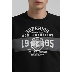 New World 22FWM60134 Bisiklet Yaka Siyah Erkek Sweatshirt