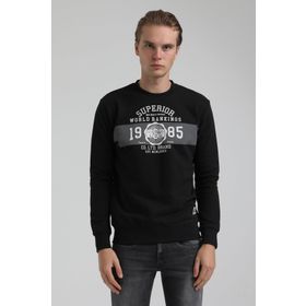 New World 22FWM60134 Bisiklet Yaka Siyah Erkek Sweatshirt
