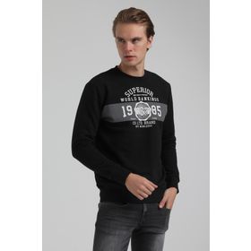 New World 22FWM60134 Bisiklet Yaka Siyah Erkek Sweatshirt