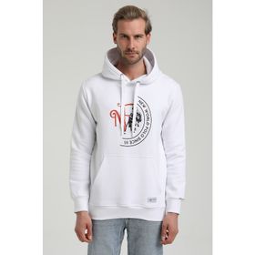 New World 22FWM64030 Beyaz Kapüşonlu Polo Slim Fit Erkek Sweatshirt