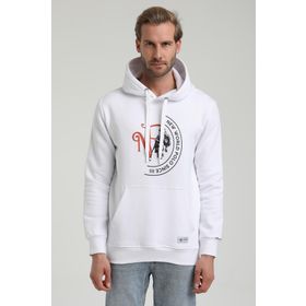 New World 22FWM64030 Beyaz Kapüşonlu Polo Slim Fit Erkek Sweatshirt