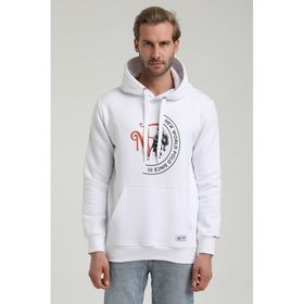 New World 22FWM64030 Beyaz Kapüşonlu Polo Slim Fit Erkek Sweatshirt