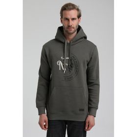 New World 22FWM64030 Haki Kapüşonlu Polo Slim Fit Erkek Sweatshirt