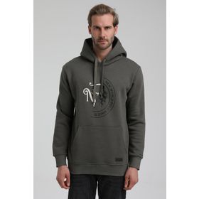 New World 22FWM64030 Haki Kapüşonlu Polo Slim Fit Erkek Sweatshirt