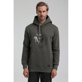 New World 22FWM64030 Haki Kapüşonlu Polo Slim Fit Erkek Sweatshirt