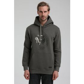 New World 22FWM64030 Haki Kapüşonlu Polo Slim Fit Erkek Sweatshirt