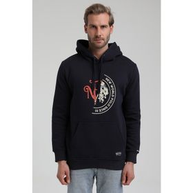 New World 22FWM64030 Lacivert Polo Kapüşonlu Slim Fit Erkek Sweatshirt