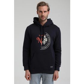 New World 22FWM64030 Lacivert Polo Kapüşonlu Slim Fit Erkek Sweatshirt