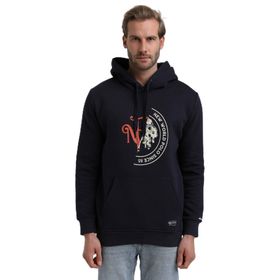 New World 22FWM64030 Lacivert Polo Kapüşonlu Slim Fit Erkek Sweatshirt