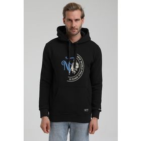 New World 22FWM64030 Siyah Polo Kapüşonlu Slim Fit Erkek Sweatshirt