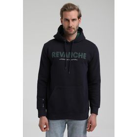 New World 22FWM64031 Lacivert Polo Kapüşonlu Slim Fit Erkek Sweatshirt