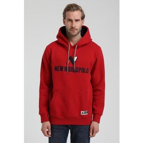 New World 22FWM64032 Kırmızı Kapüşonlu Polo Slim Fit Erkek Sweatshirt