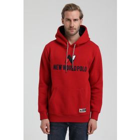 New World 22FWM64032 Kırmızı Kapüşonlu Polo Slim Fit Erkek Sweatshirt