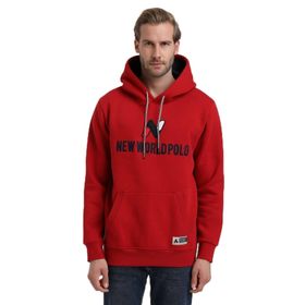 New World 22FWM64032 Kırmızı Kapüşonlu Polo Slim Fit Erkek Sweatshirt