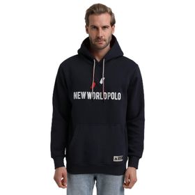 New World 22FWM64032 Lacivert Polo Kapüşonlu Slim Fit Erkek Sweatshirt