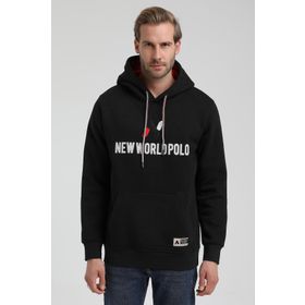 New World 22FWM64032 Siyah Polo Kapüşonlu Slim Fit Erkek Sweatshirt