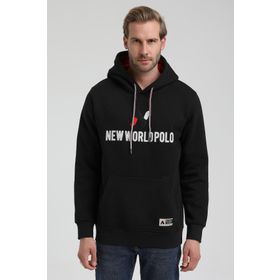 New World 22FWM64032 Siyah Polo Kapüşonlu Slim Fit Erkek Sweatshirt